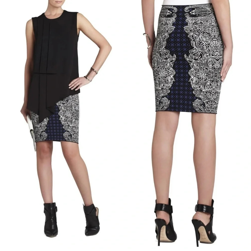 BCBGMaxAzria Irene Tribal Jacquard  Pencil Bandage Skirt